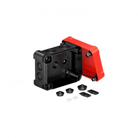 Kabelabzweigkasten X 06 137x105x68 | 8 | IP67 | 4 x Ø20/25, 4 x Ø20/25/32 | schwarz / rot