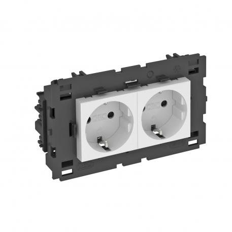 Steckdose 0°, Connect 80, Schutzkontakt, 2-fach