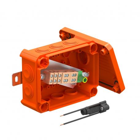 FireBox T100ED mit Außenbefestigung und Sicherungshalter 136x102x57 | 10 | IP66 | 8 x M25 2 x M32 | pastellorange; RAL 2003